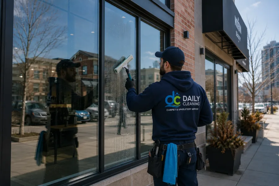 Commercial window cleaning in Calgary — clear storefront glass