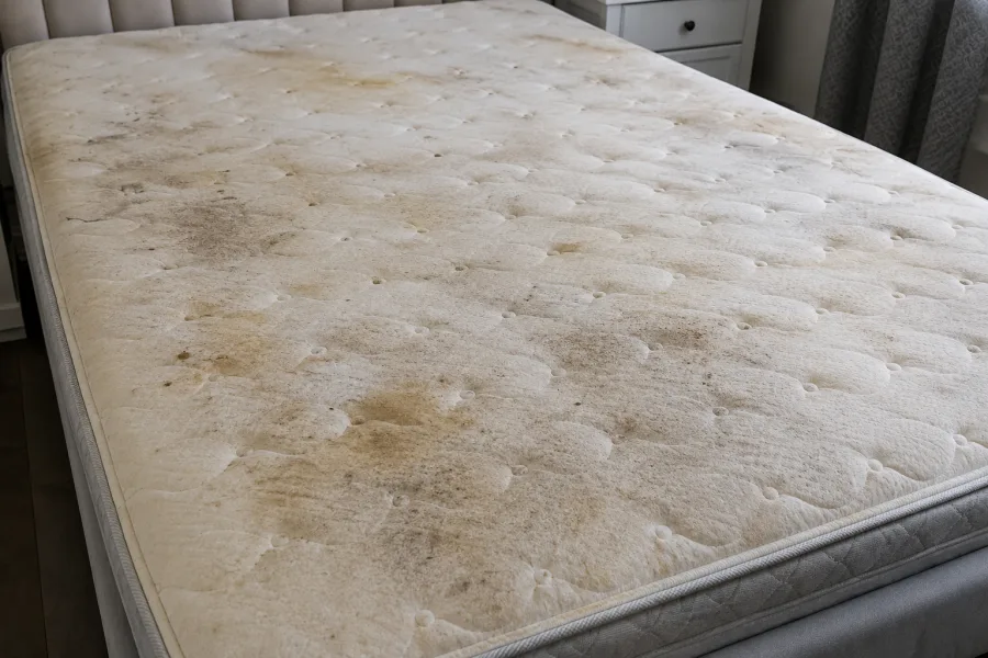 Mattress before professional cleaning — Calgary
