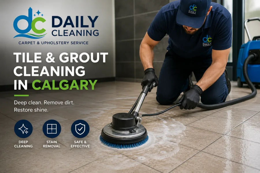 Tile and grout cleaning in Calgary — bright kitchen or bath floors