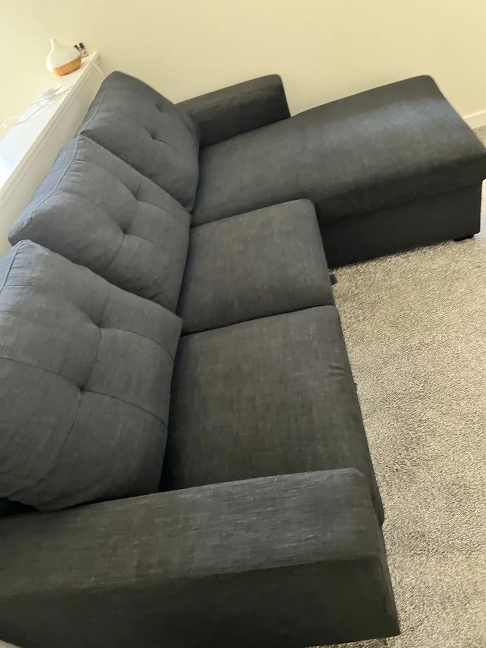 Charcoal Sectional - Before & After — after cleaning