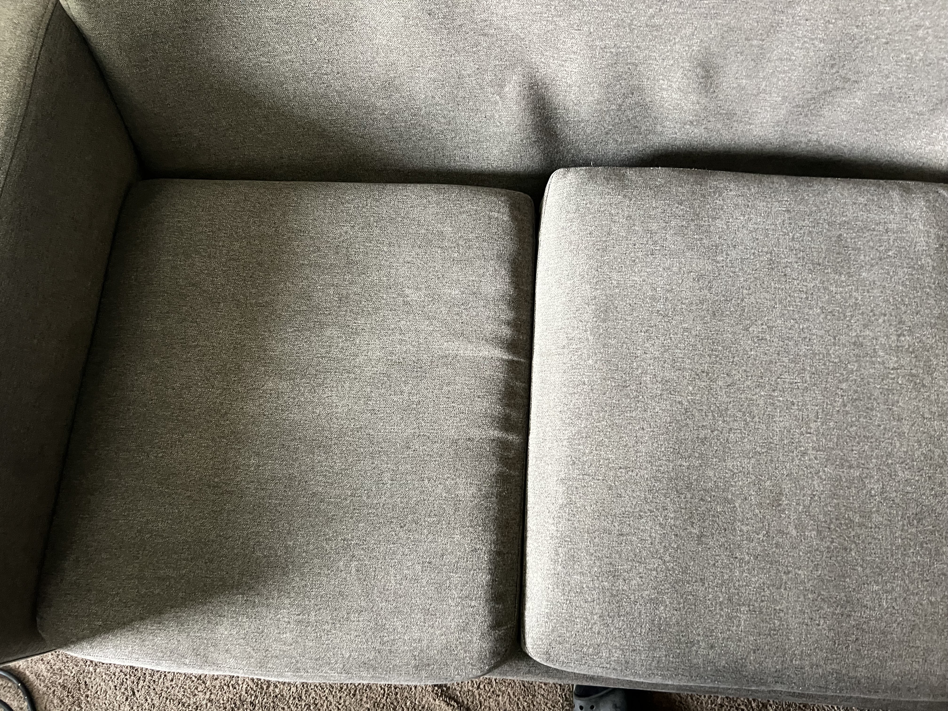 Reviving a Well-Used Fabric Sofa — after cleaning