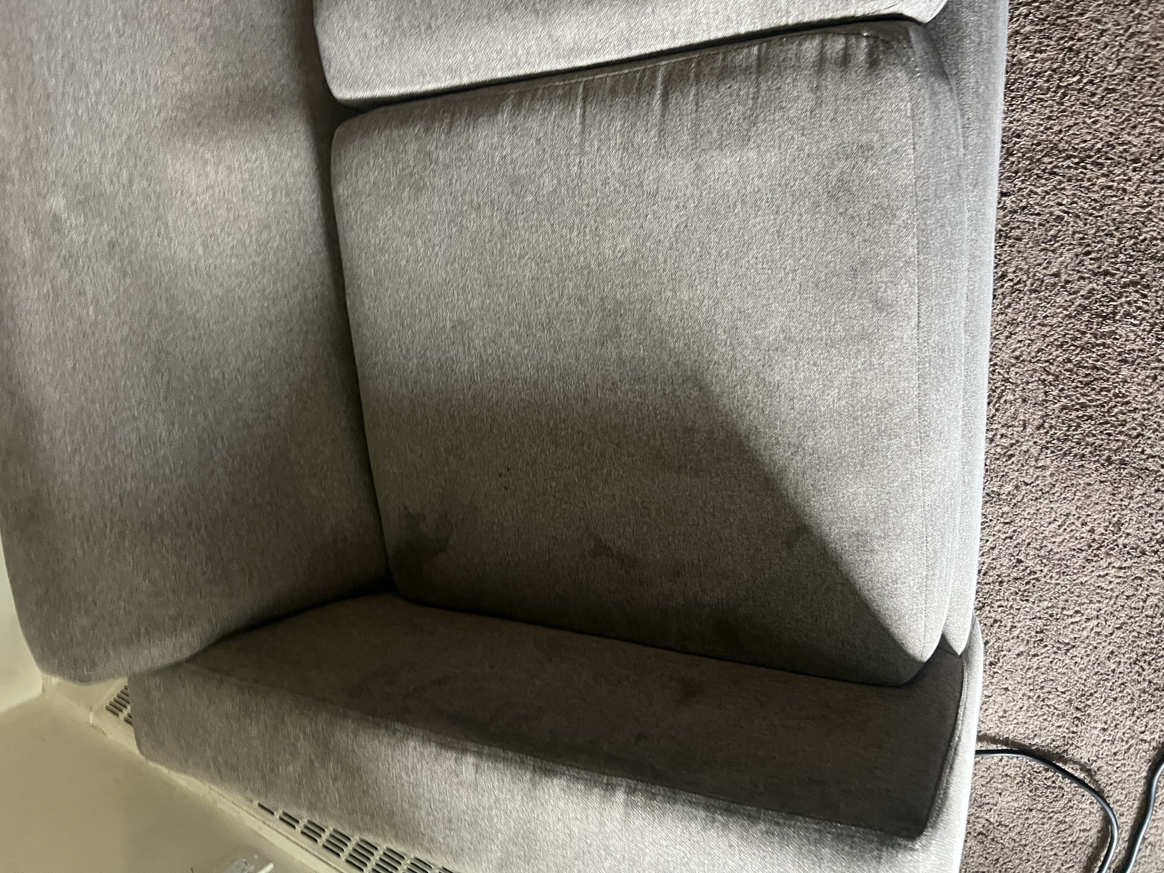 Reviving a Well-Used Fabric Sofa — before cleaning