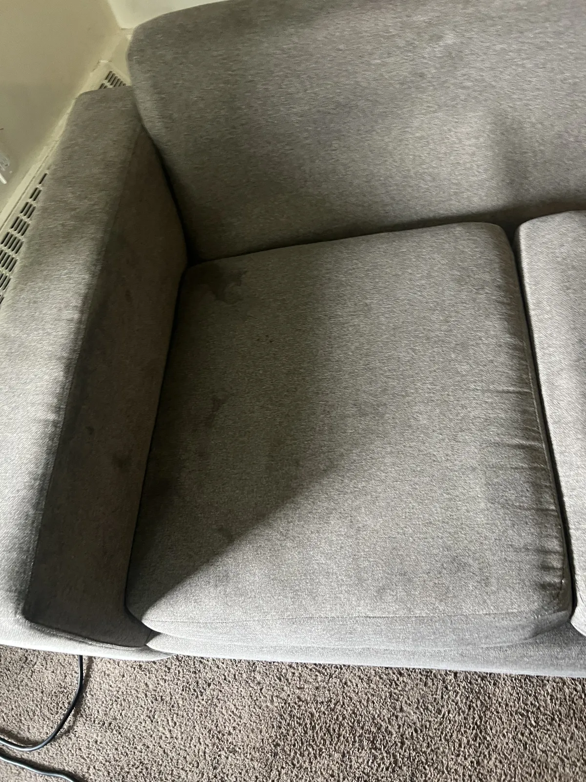 Reviving a Well-Used Fabric Sofa — before cleaning